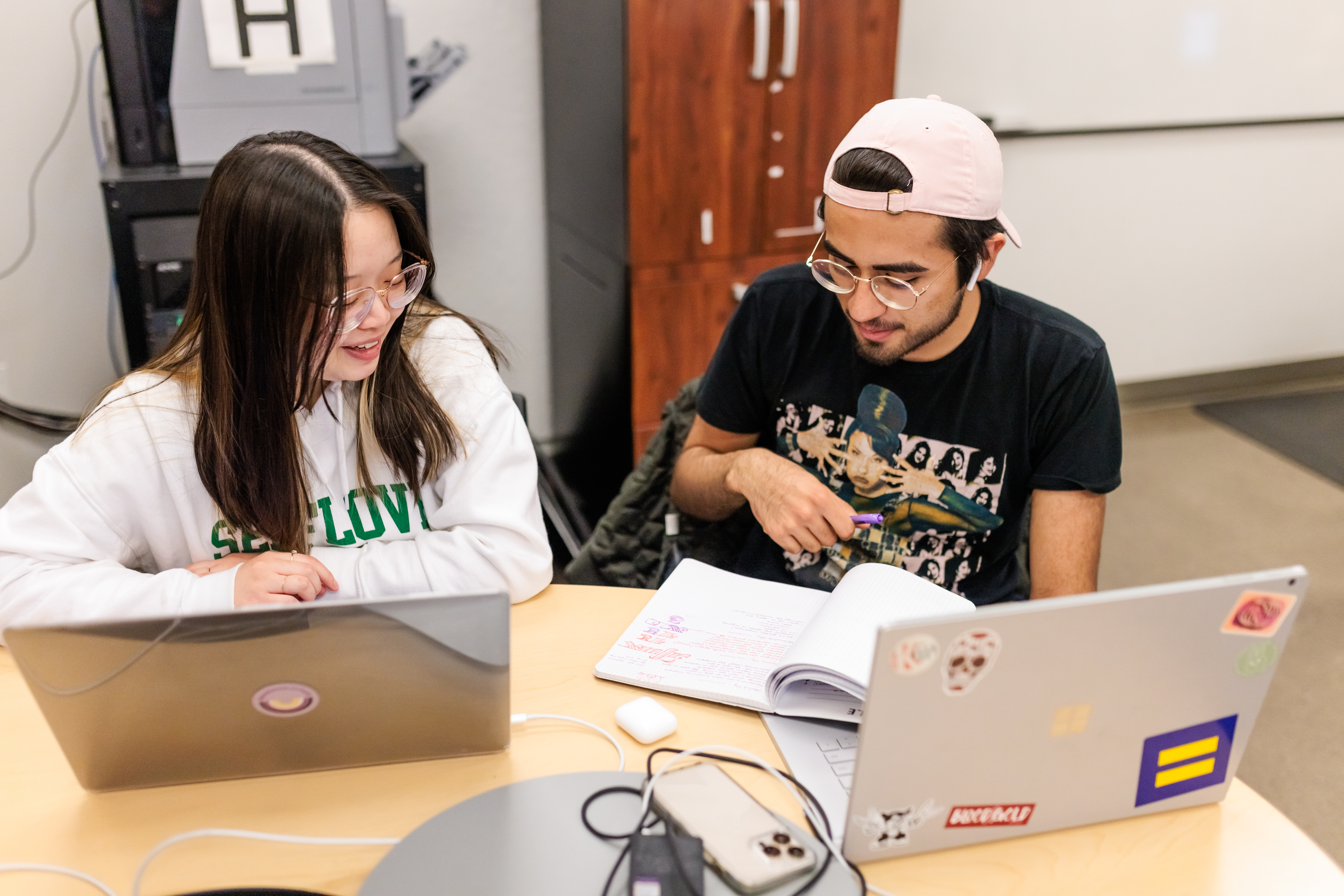 Two students studying together