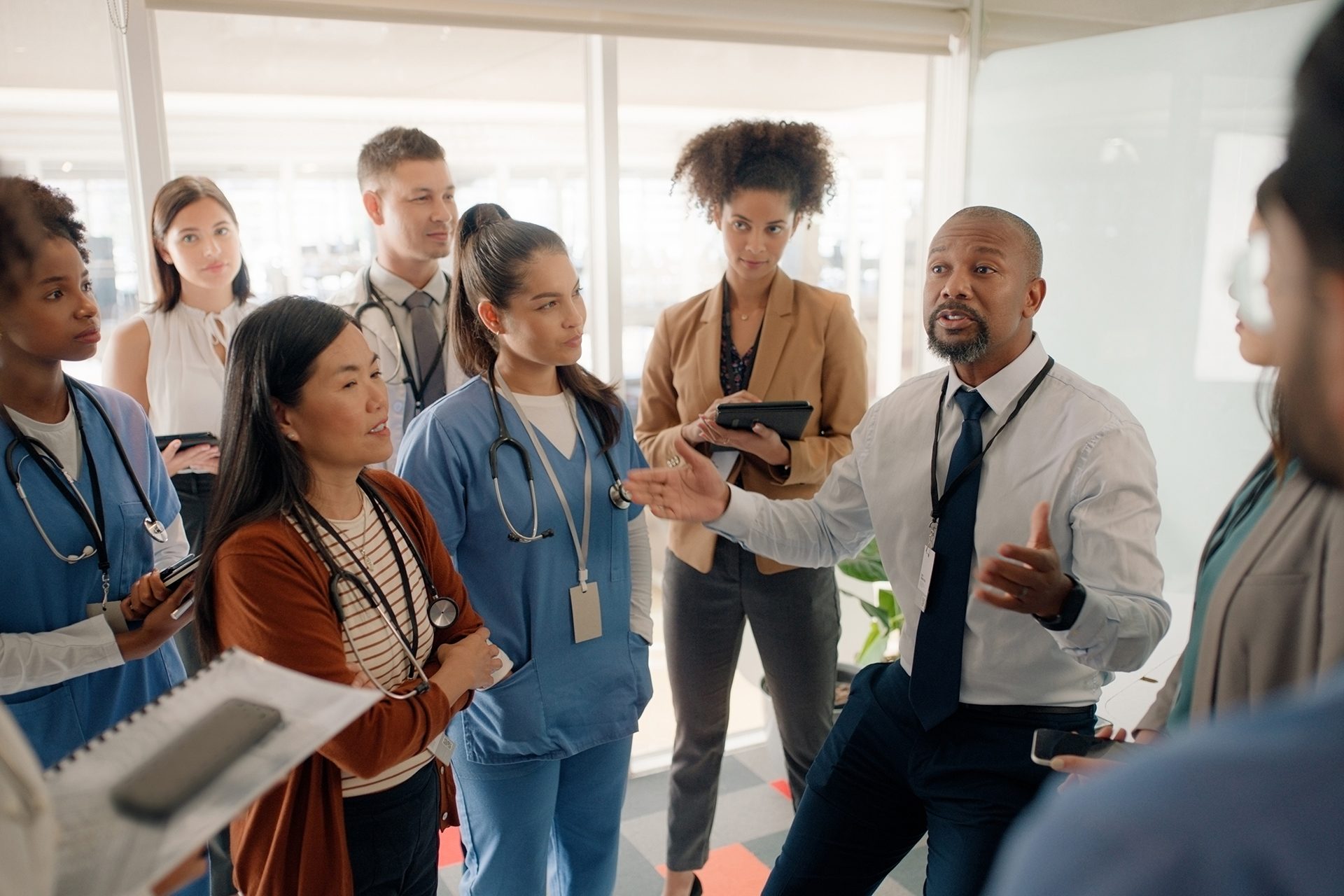Group of healthcare professionals in a meeting