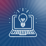 Illustration of a laptop with a lightbulb in the center of the screen