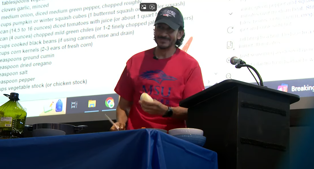 Jon Padia leading a cooking demonstration