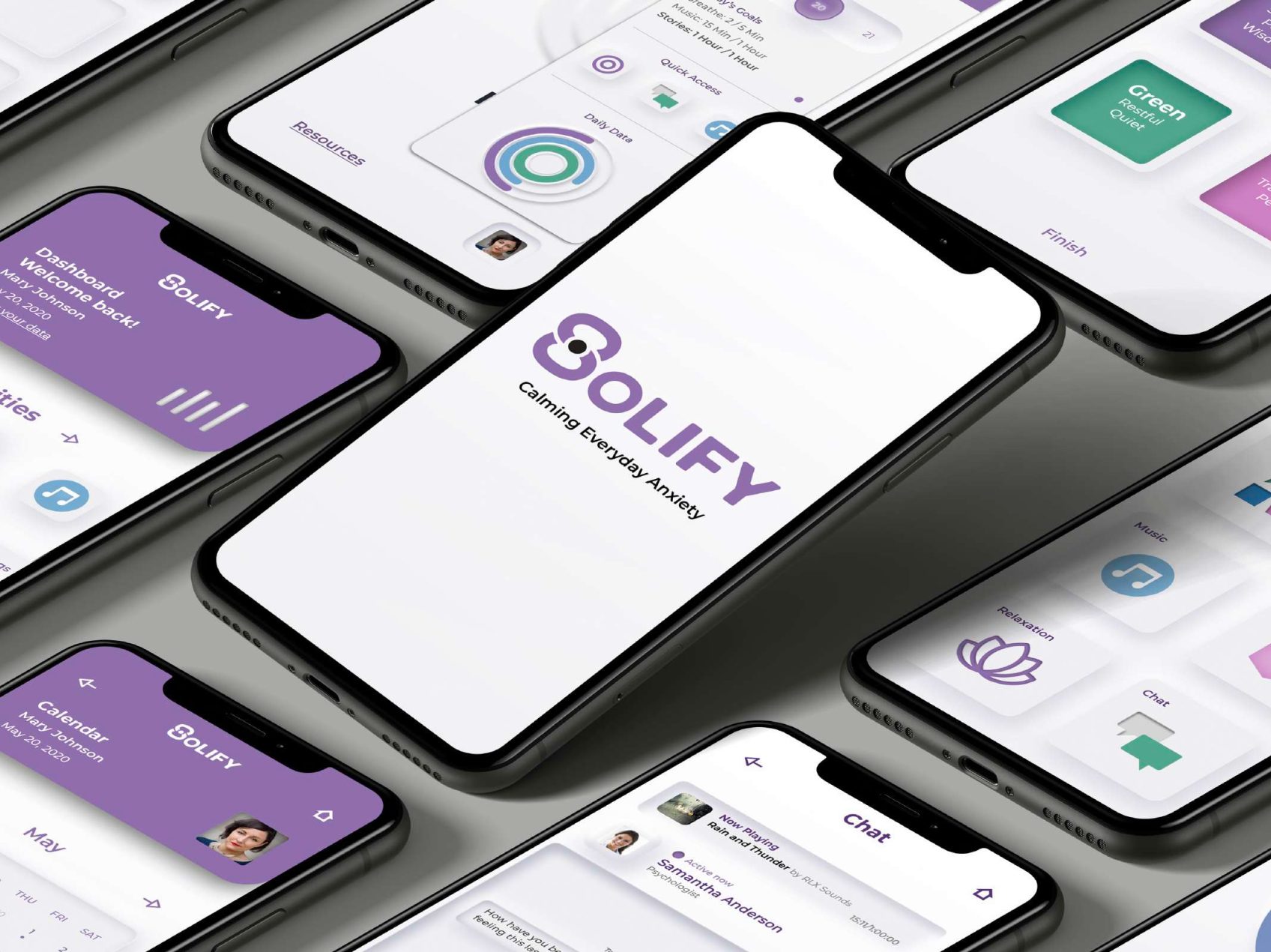 Example of Solify app user interface screens.