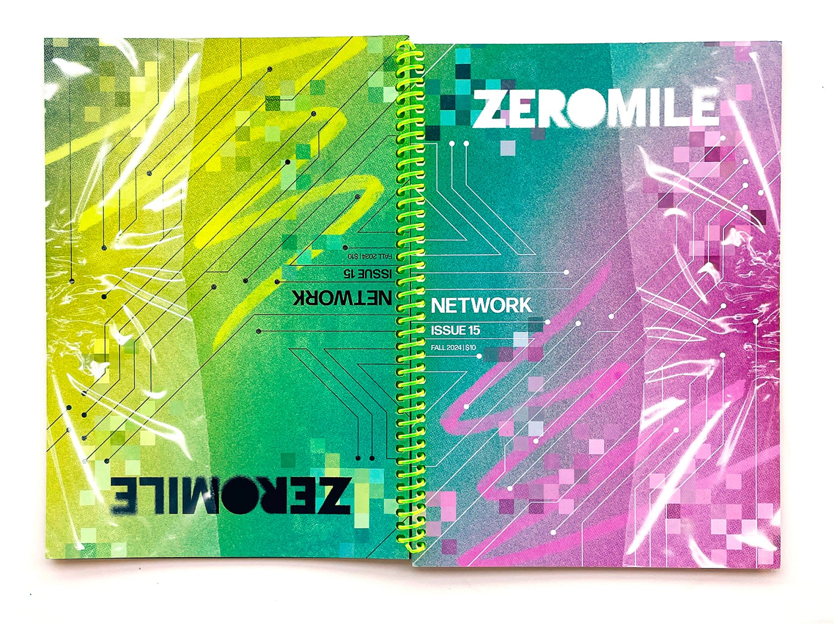 A wire bound Zeromile book showing both front and back cover.