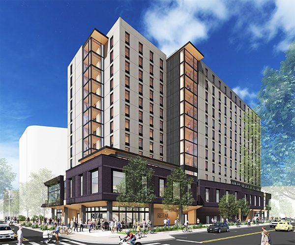 Architectural rendering of MSU Denver student housing building