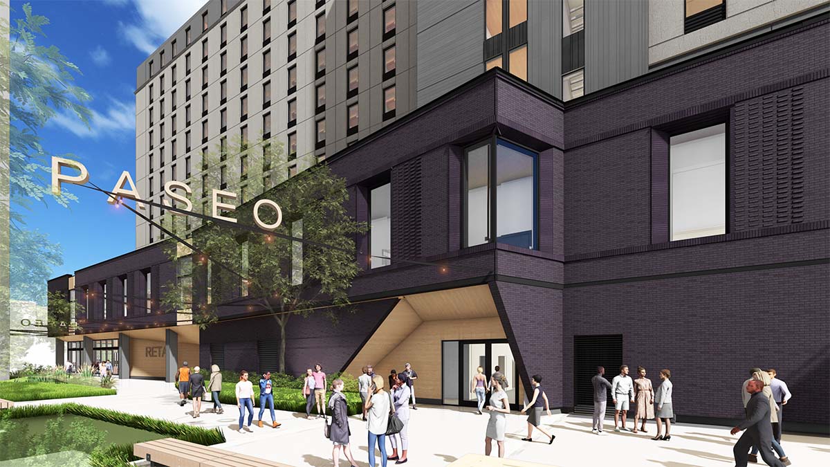 Conceptual rendering of MSU Denver student housing building.