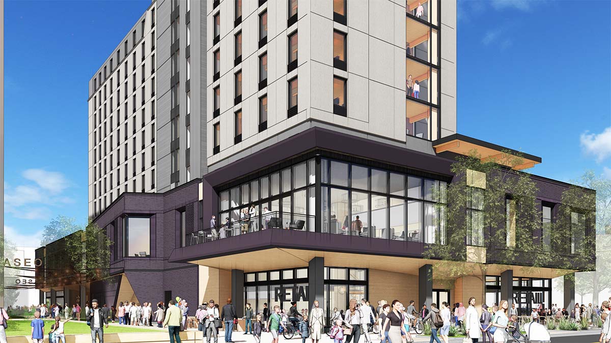Conceptual rendering of MSU Denver student housing building.