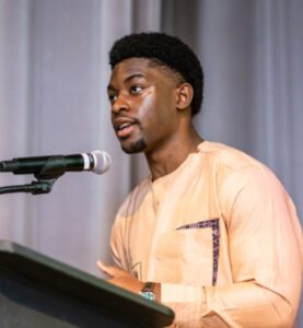 Our brother to brother student leader, Joel Yankson, speaking at an event.