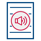 speaker symbol over document icon