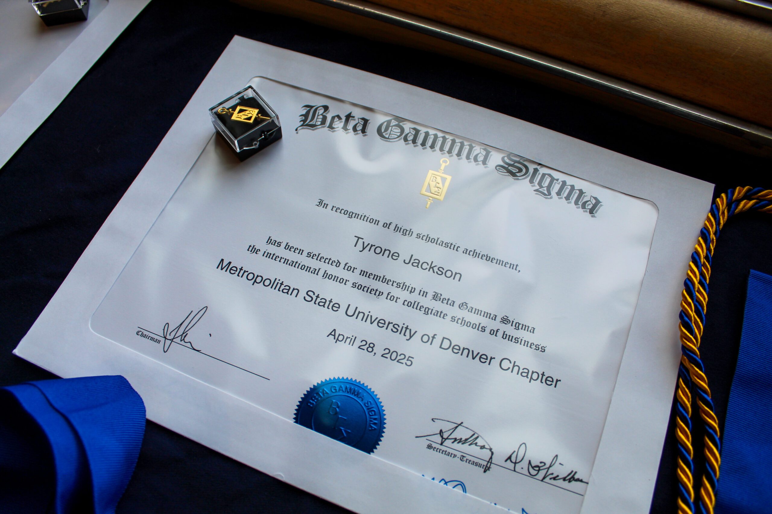 A photo of a BGS Certifcate