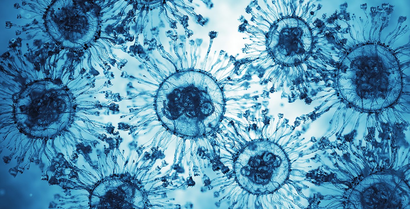 Disease cells on microscope slide