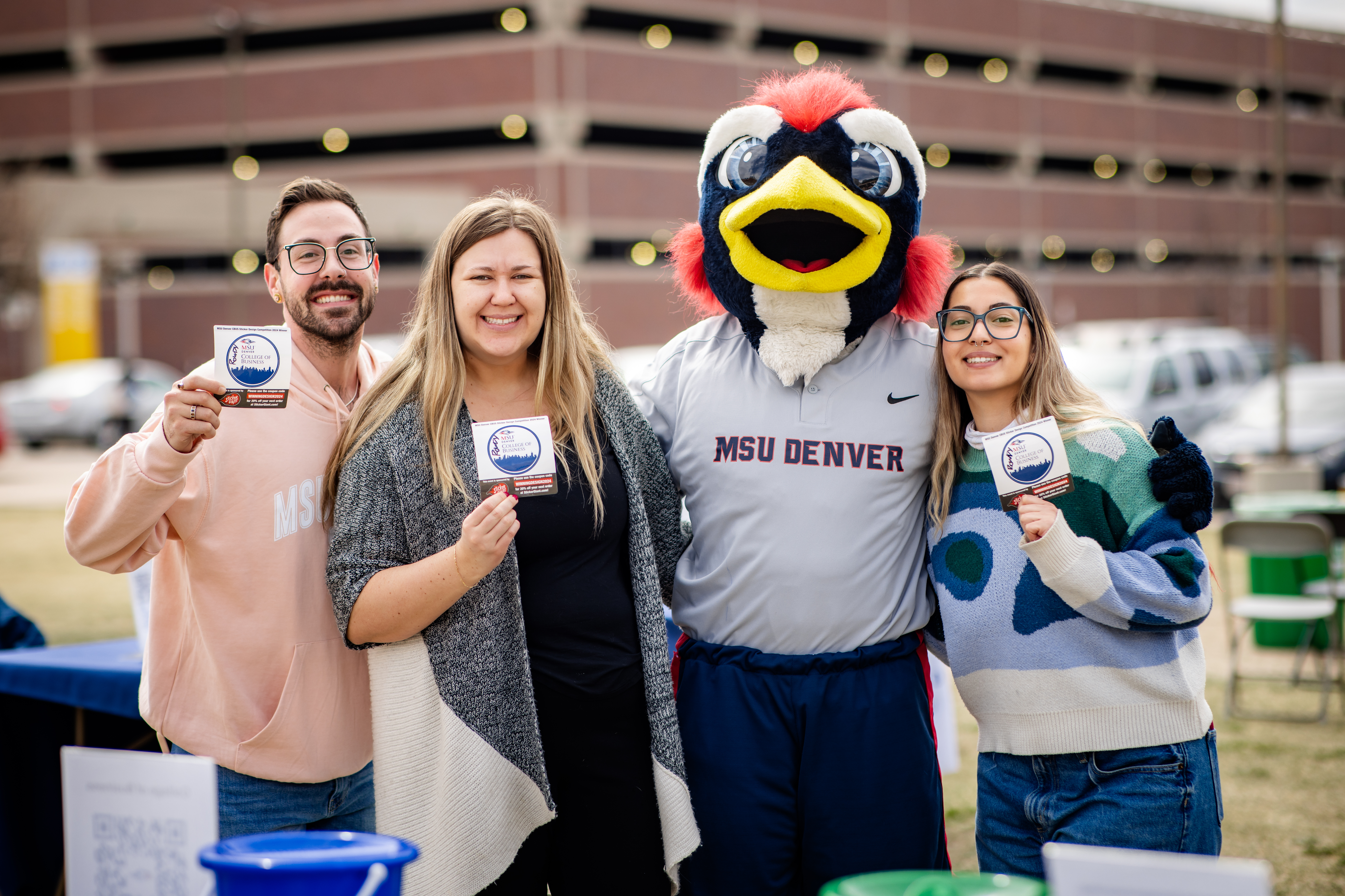 MSU Denver College of Business Staff and Students at Spring 2025 Day of Giving Event with Rowdy