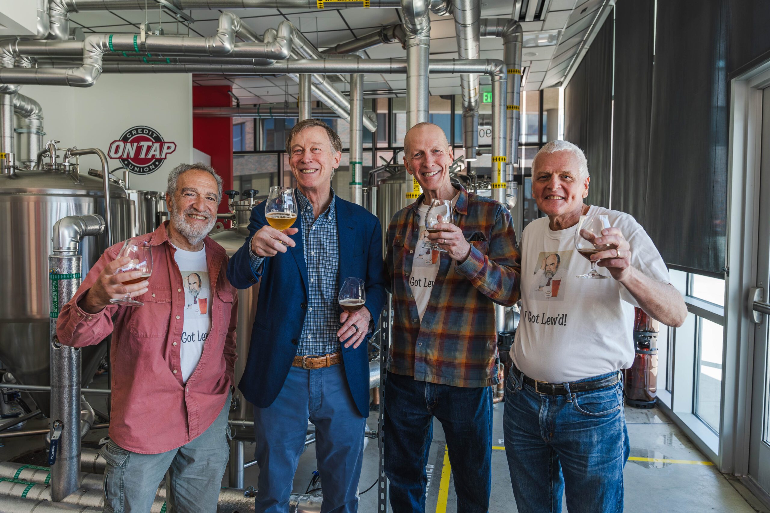 charlie papazian and friends in the lab