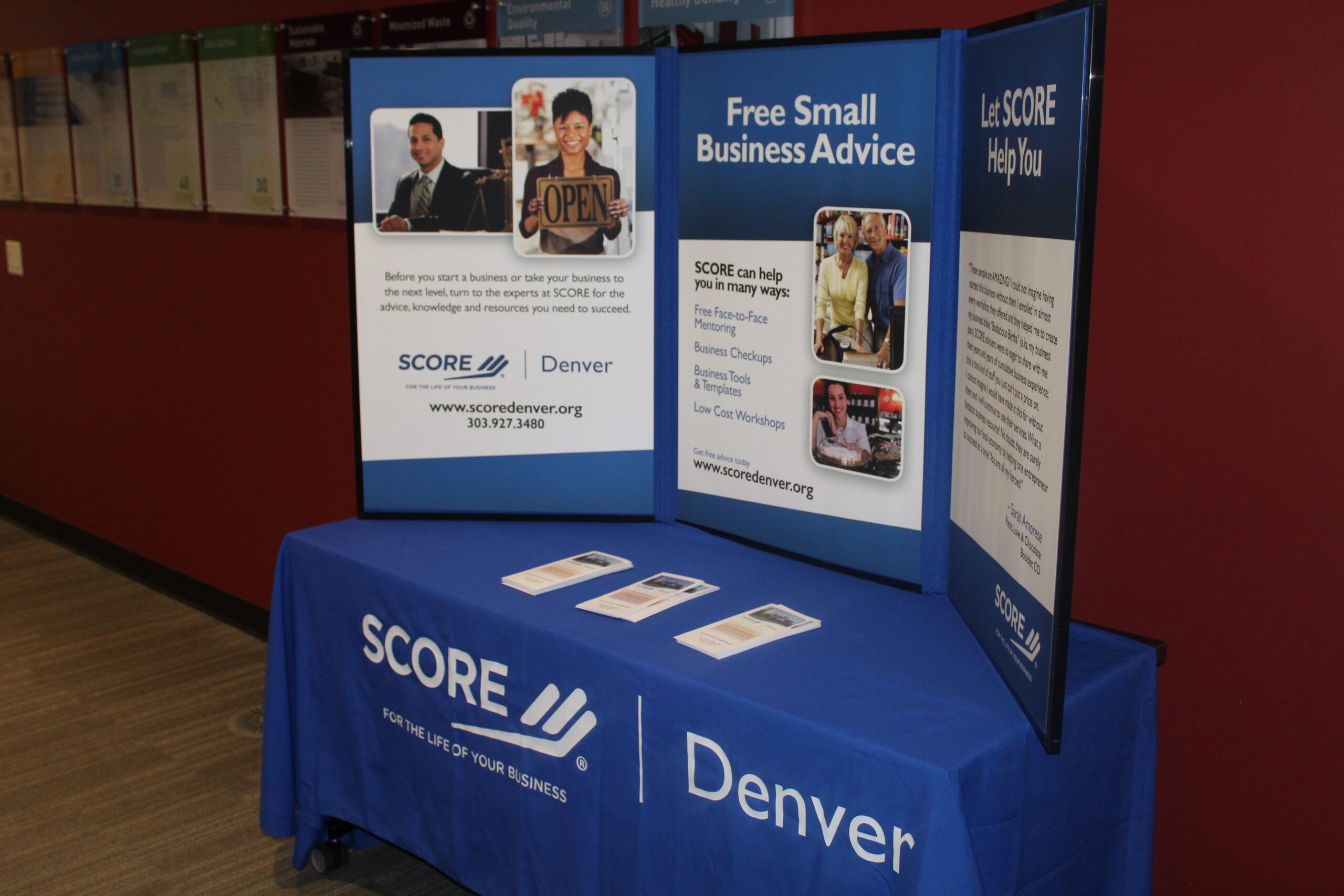 Booth at Pitch and Poster Competition Helping Small Business with Advice
