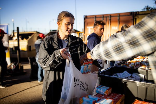 Food for Thought, Food, canned food, Helping Others, food bank, Rowdys Corner, athletes, donations, volunteers