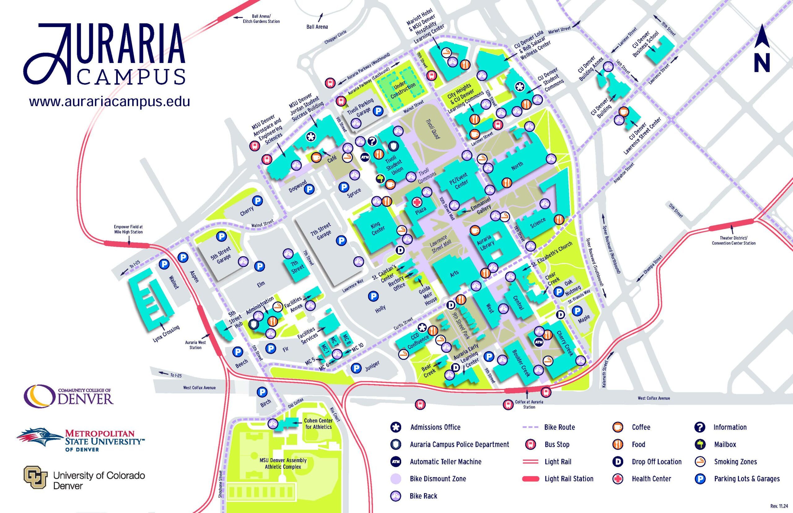 A map of auraria campus.