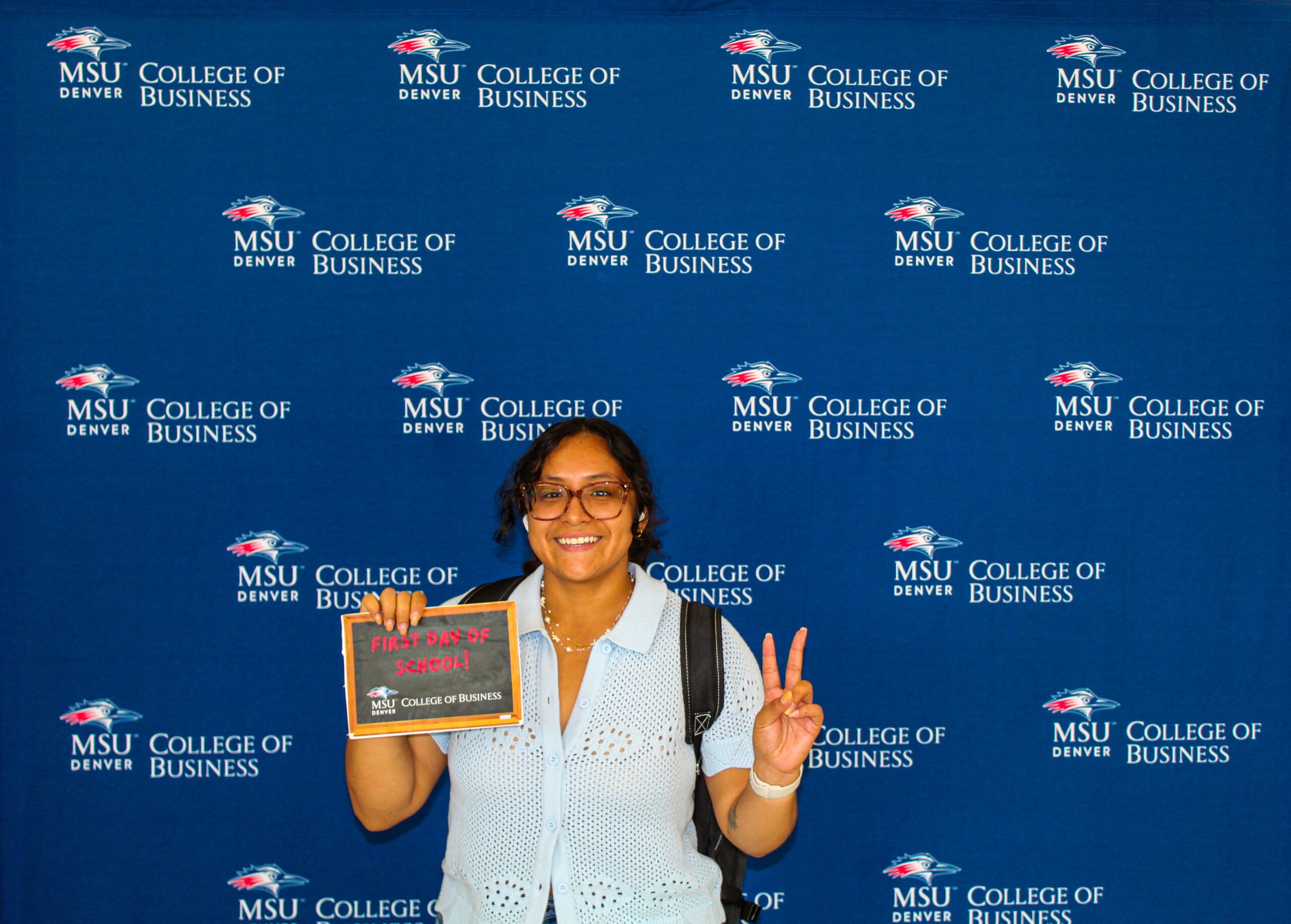 First day of School Picture of Students in the College of Business at MSU Denver