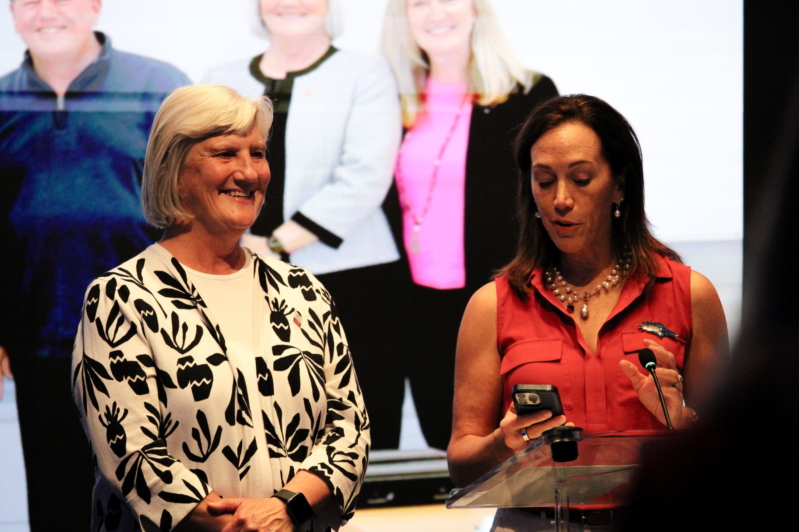 photo of Ann Murphy and President Davidson at Ann Murphys Retirement Party
