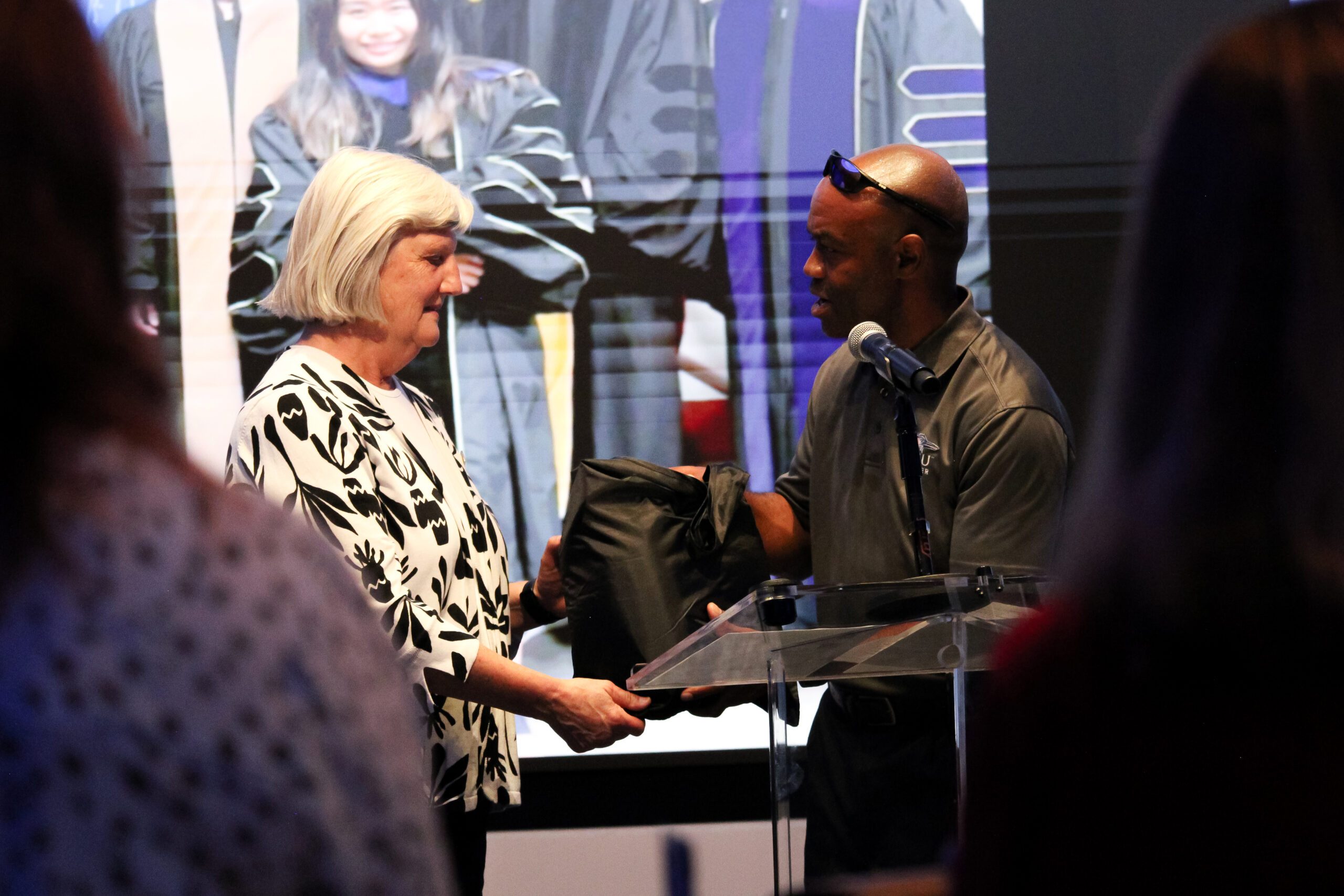photo of Ann Murphy and Greg Clifton at Ann Murphys Retirement Party