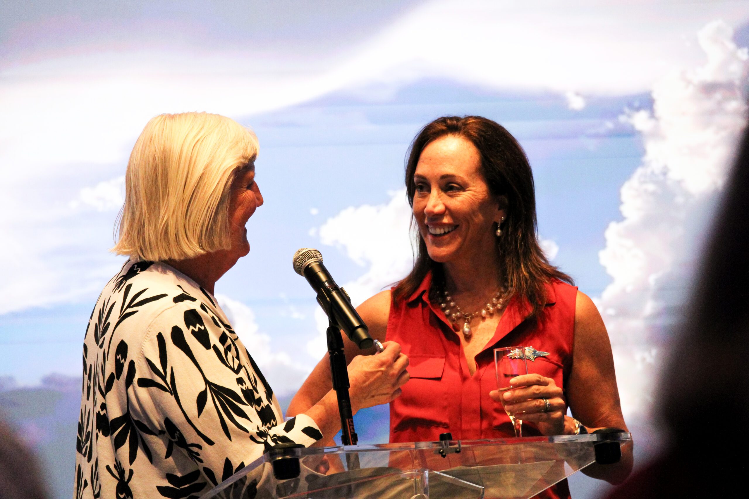 photo of Ann Murphy and President Davidson at Ann Murphys Retirement Party