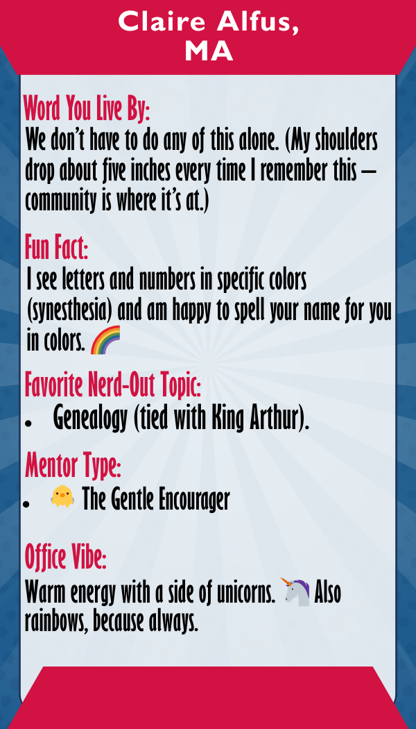 Claire Alfus — Trading card back