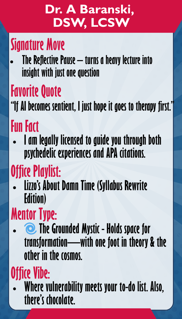 Dr. A Baranski — Trading card back