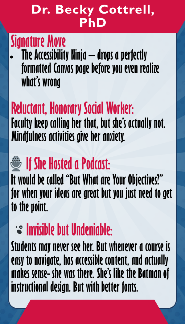 Dr. Becky Cottrell — Trading card back