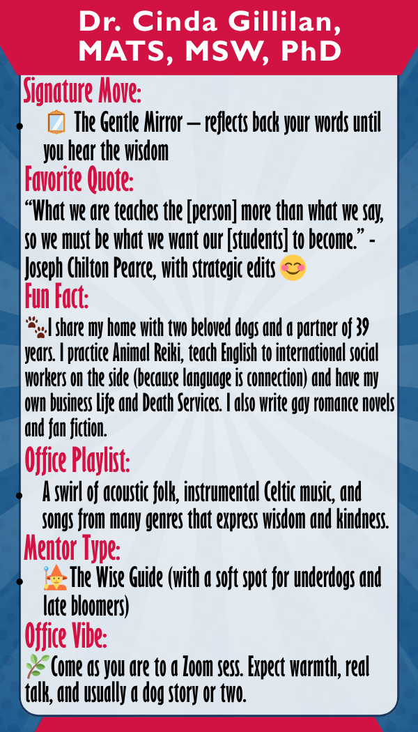 Dr. Cinda Gillian — Trading card back