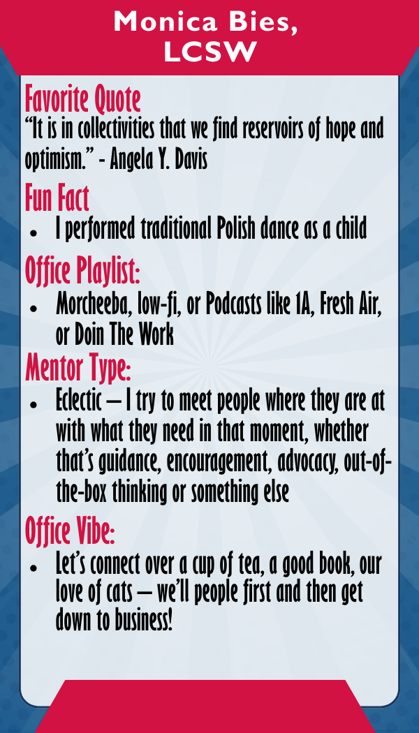 Monica Bies — Trading card back
