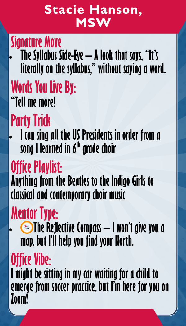 Stacie Hanson — Trading card back