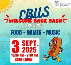 College of Business Picture with information on date and time of their event