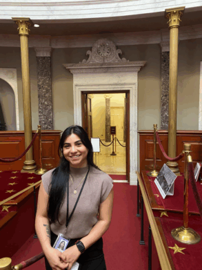Woman in the Old Senate Chambers in the US Capitol