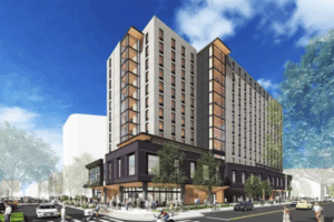 Mock up inage of new MSU Denver student housing building