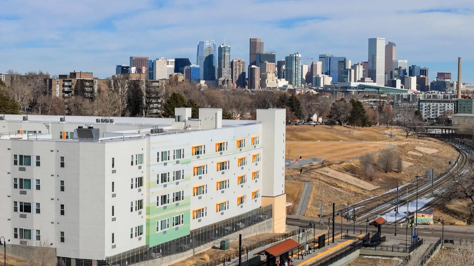 Opened in 2019, Arroyo Village combines affordable workforce housing, permanent supportive housing and a 60-bed homeless shelter on a single property in Denver’s Villa Park neighborhood. FHLBank Topeka helped to fund the project. Photo by Josh Geurink