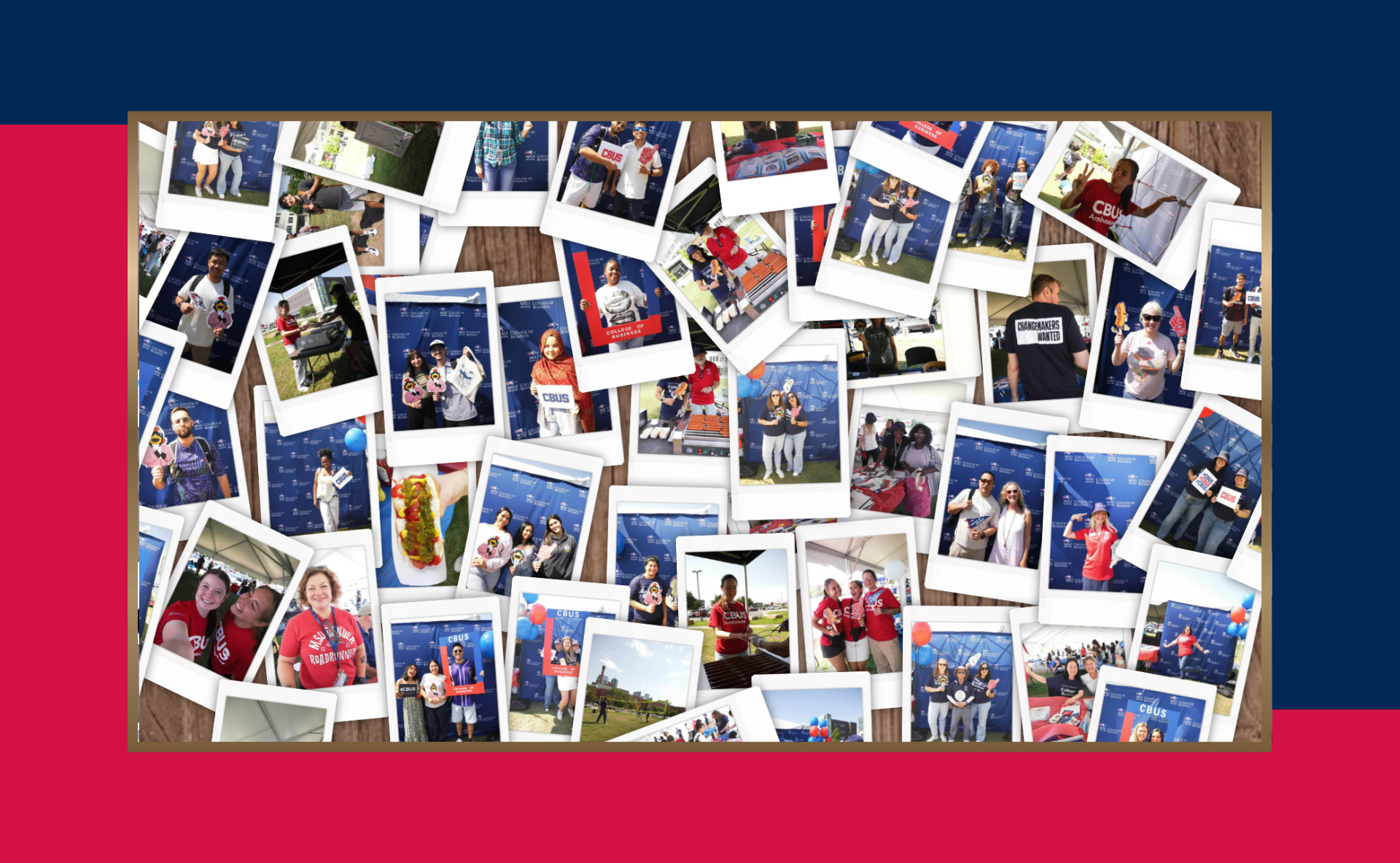 A photo collage from the CBUS Welcome Back Bash