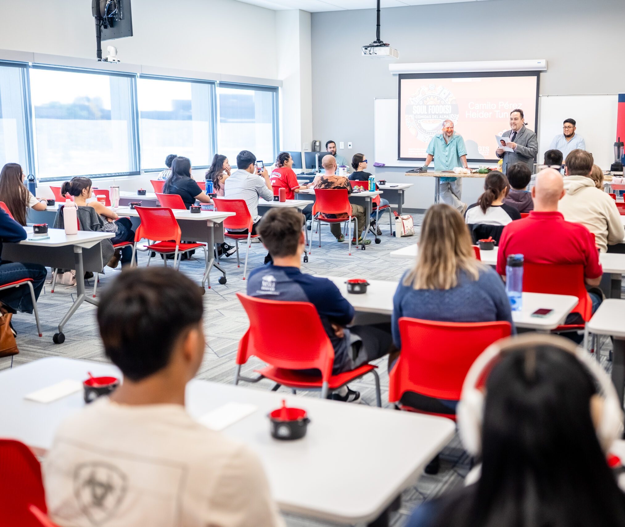 Students sitting in a classroom