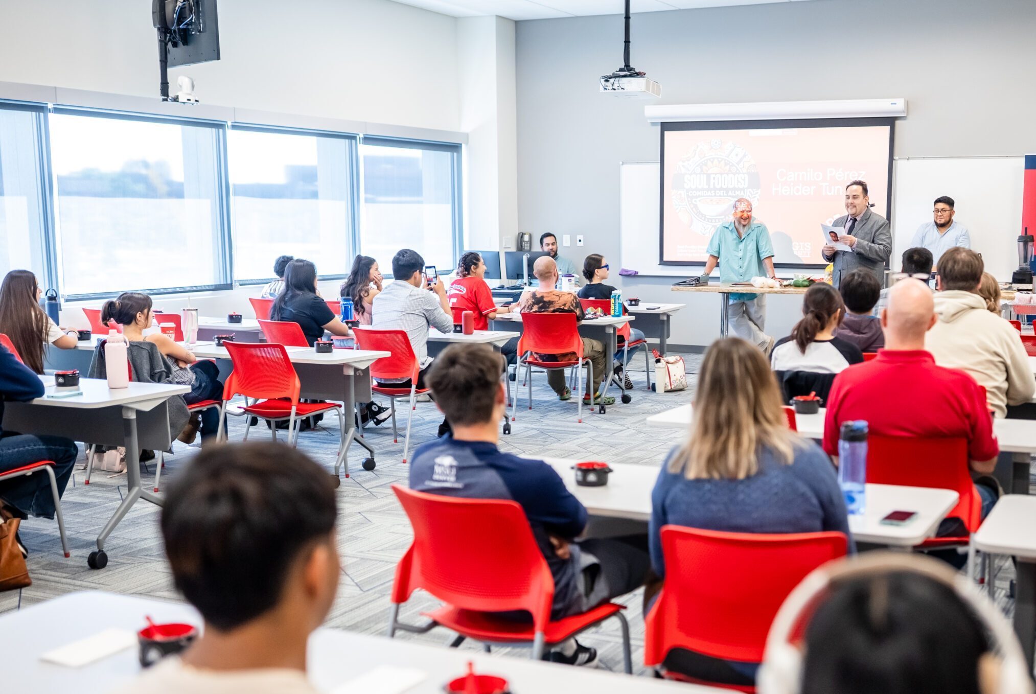 Students sitting in a classroom