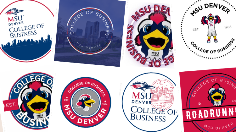 a collage of stickers of college of buisness