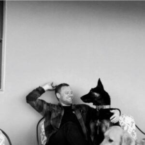 student David Windle with his dog