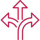 Icon of three arrows pointing in different directions