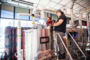 students brewing beer