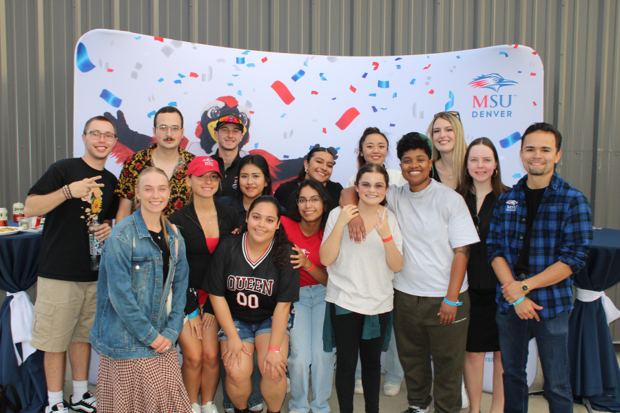 a group of MSU Denver students at the Fall 2025 homecoming game