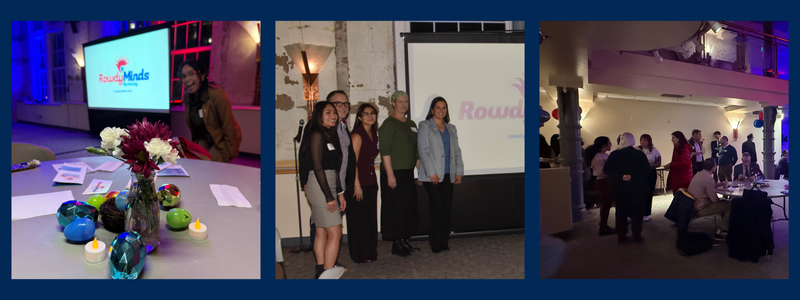 A collage of photos from the Rowdy Minds Launch Party