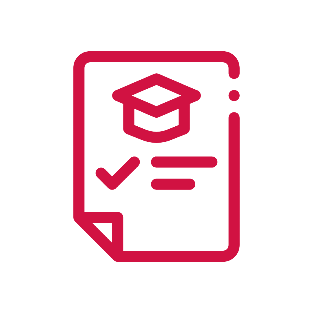 Icon of a piece of paper with a checkmark on it.