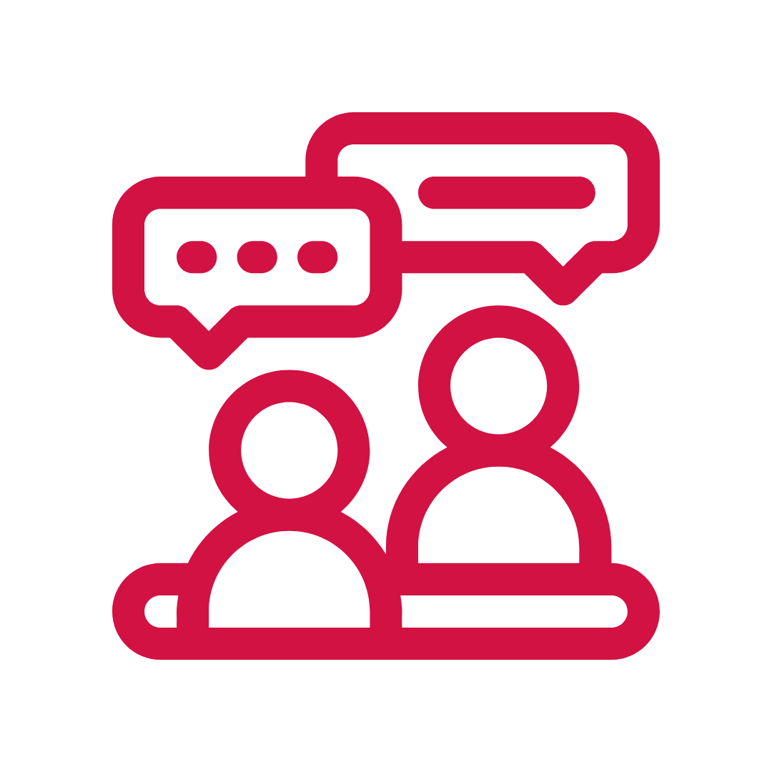 Icon of two employees talking.