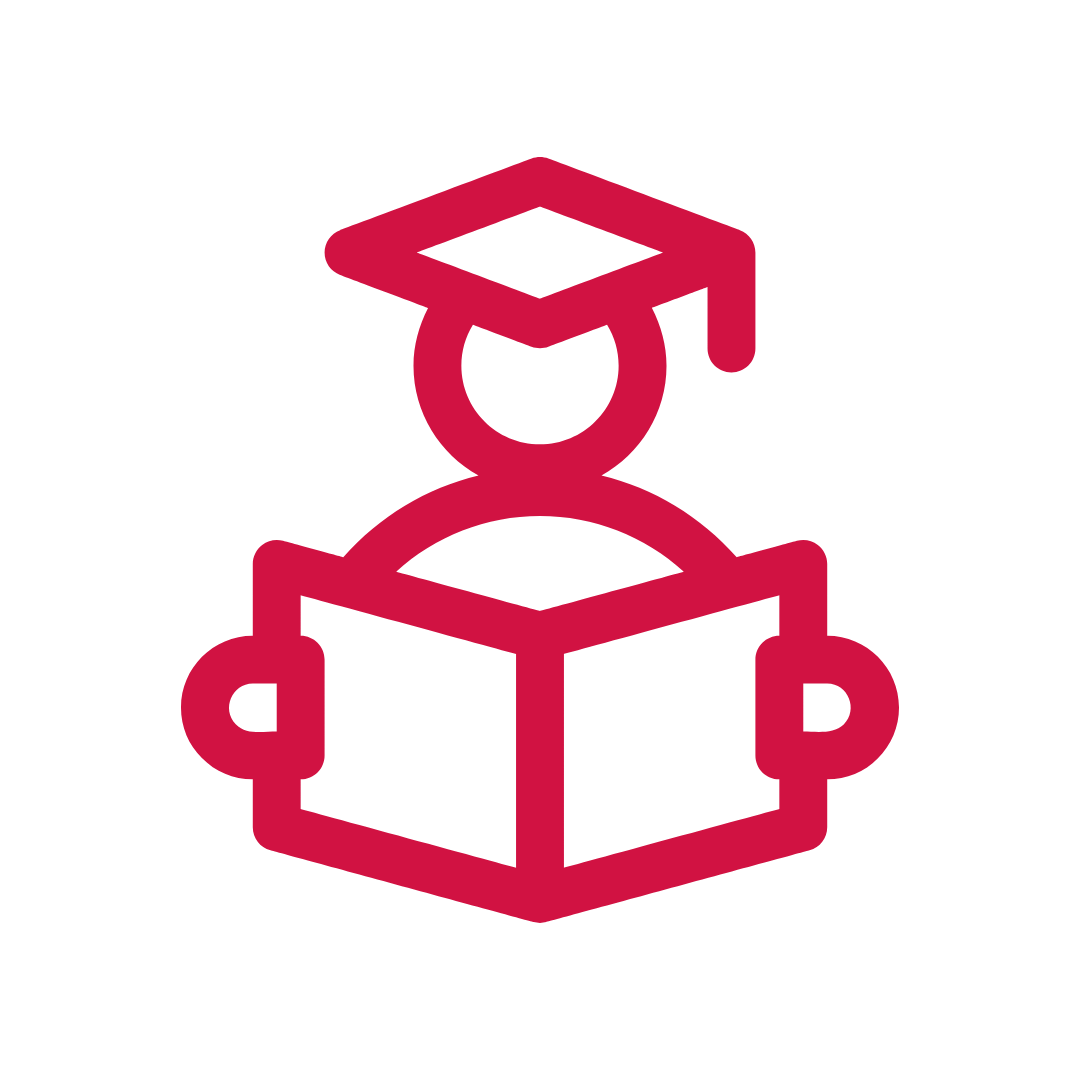 Icon of a graduate with cap reading a book