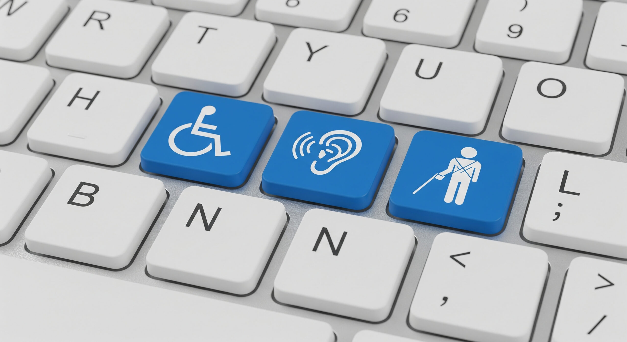 Illustration of a keyboard with accessibility icons on the keys.