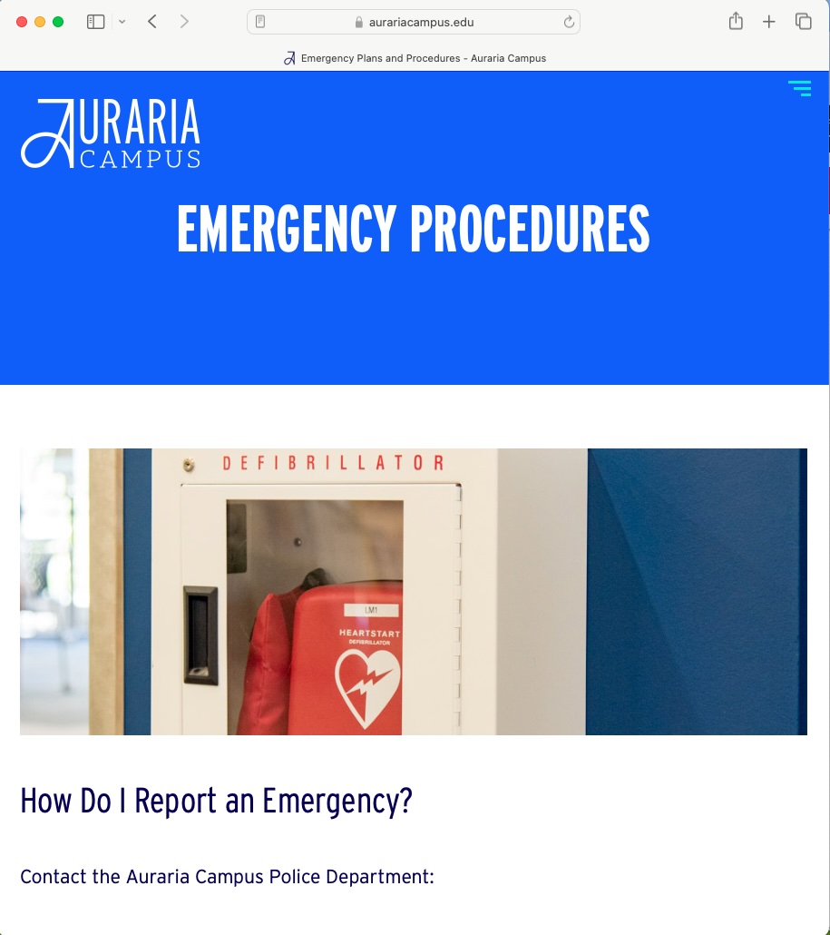 Auraria Campus Emergency Procedures webpage