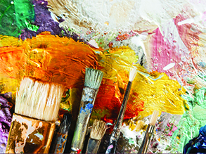 paintbrushes on painting