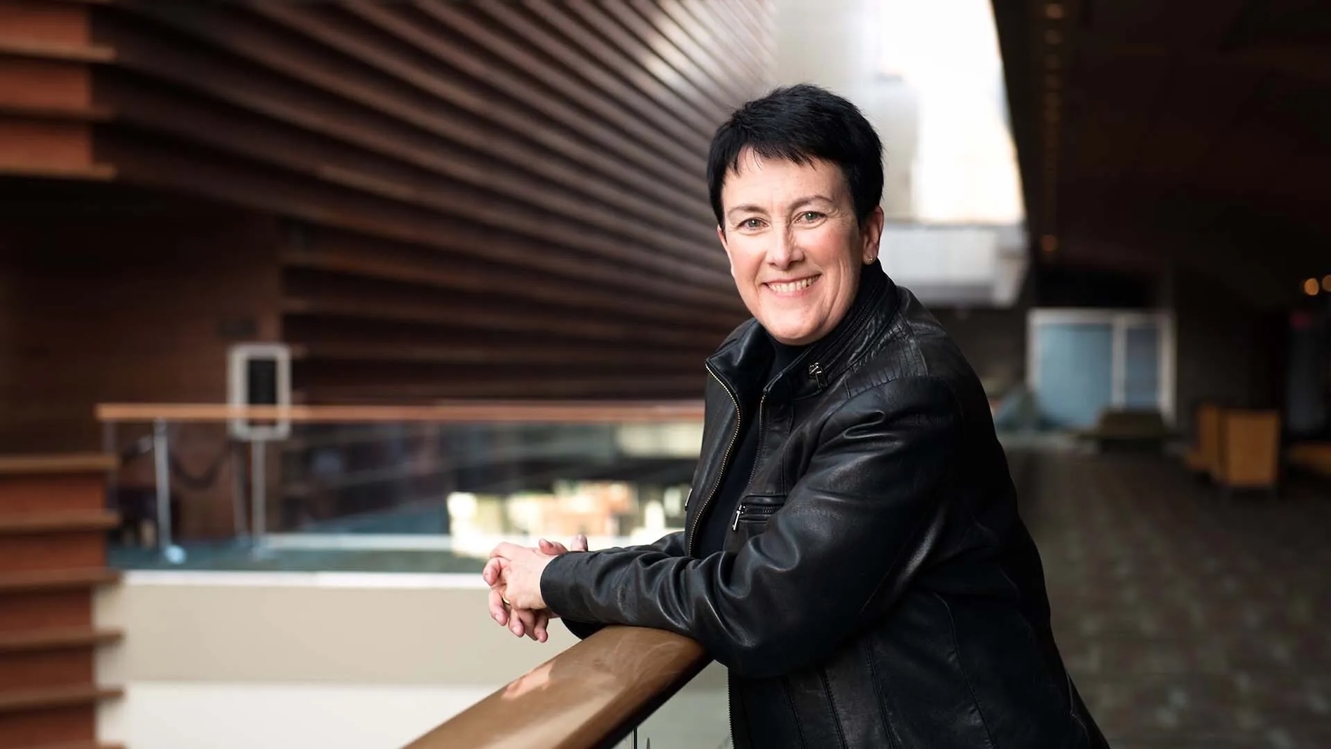 A woman with short dark hair