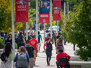 Students walking on campus