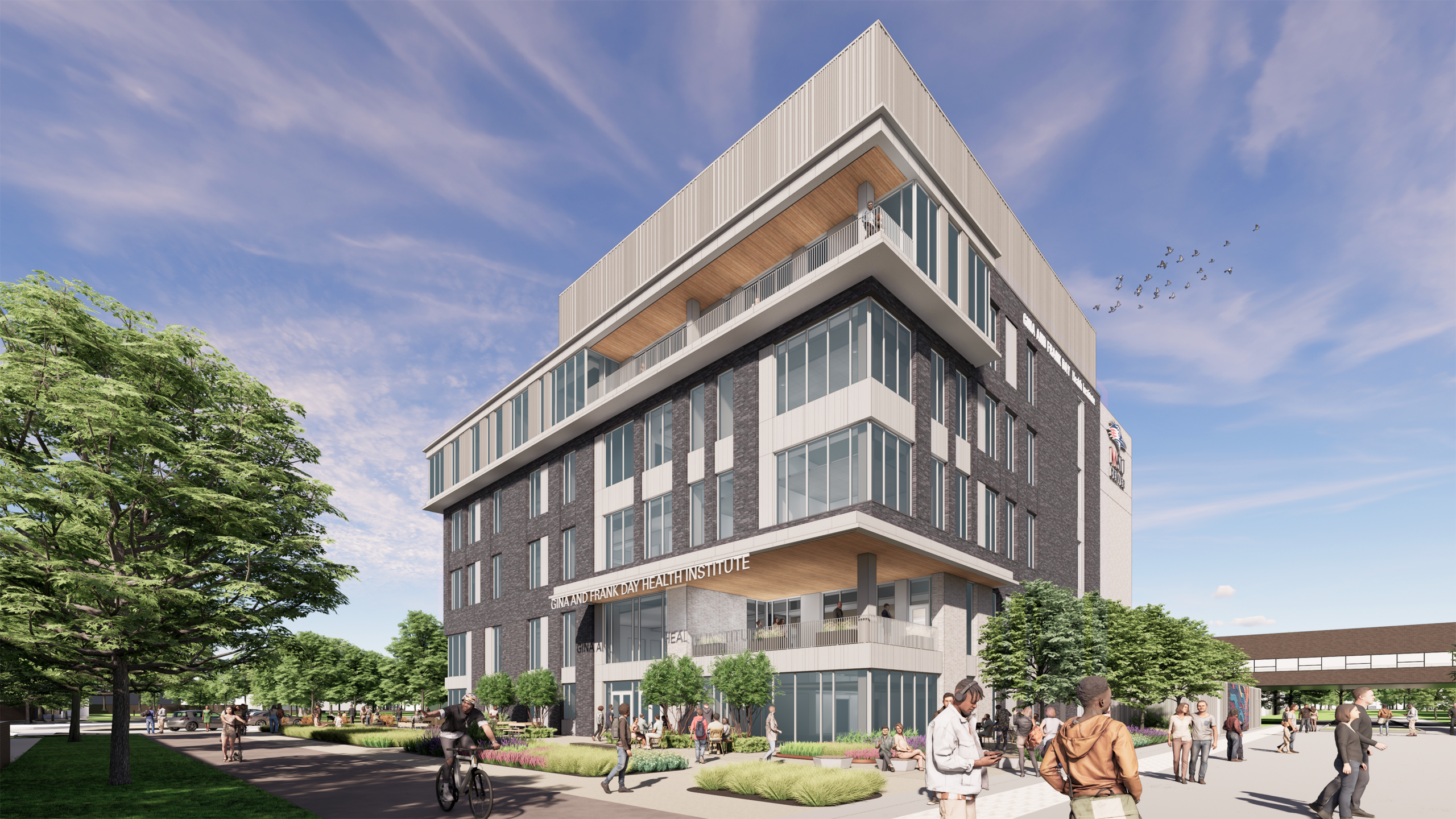 Exterior rendering of the Day Health Institute Tower from 10th and Champa Streets. Image courtesy Wember